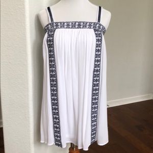 Embroidered White and Navy Dress BNWT